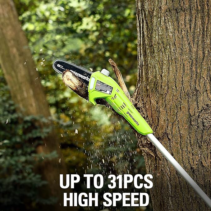 Greenworks 24V 8" Cordless Polesaw (Great For Pruning and Trimming Branches / 200+ Compatible Tools), Tool Only