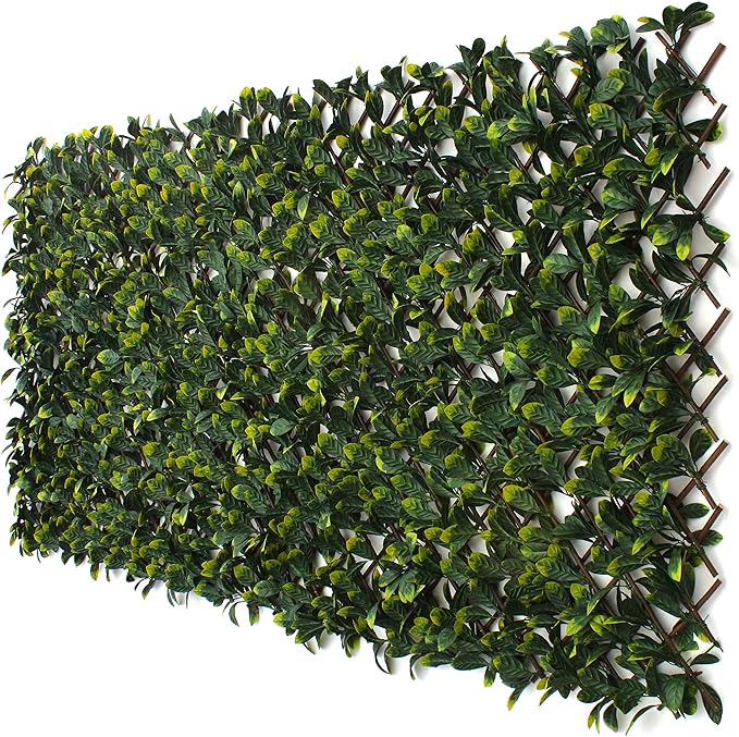 Laurel Leaf Trellis - Expandable Faux Privacy Fence - Lattice Panels for Outside - Bamboo Wood Trellis - Ivy Privacy Fence - Bamboo Trellis/Wall Trellis for Artificial Green Wall (1, Laurel)
