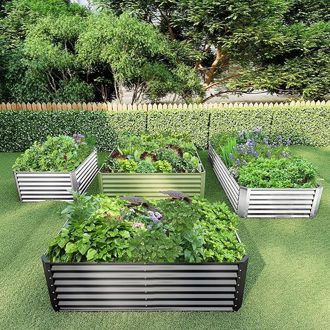 6x3x2FT Galvanized Raised Garden Bed Kit, Galvanized Planter Raised Garden Boxes Outdoor, Large Metal Raised Garden Beds for Vegetables-Silver