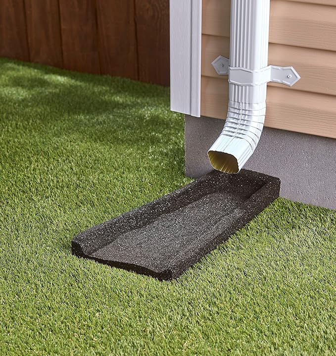 Rubberific Premium Rubber Downspout Splash Block Rain Guard Gutter Extender - (3 Pack, Black)