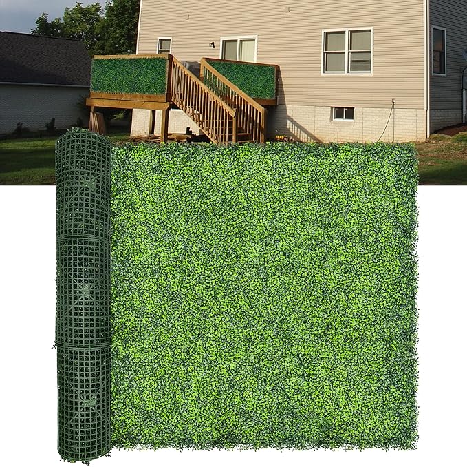 DOPGIB Artificial Boxwood Roll Panels: 60"x 140"(58.5 SQFT) UV-Anti Faux Ivy Leaves Grass Wall for Patio Balcony Privacy, Garden, Backyard Greenery Wall Backdrop and Fence Decor