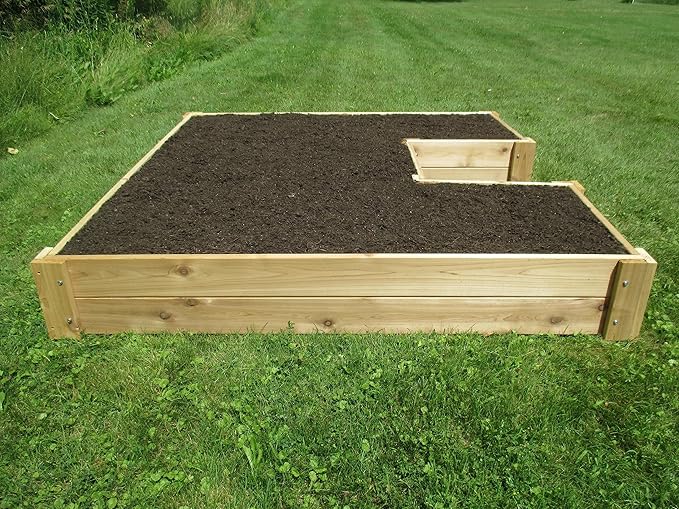 U-Shaped Cedar Raised Garden Bed 6 ft x 6 ft - Made in USA, Long-Lasting, 1" Thick North American Cedar That is Smooth on All 4 Sides