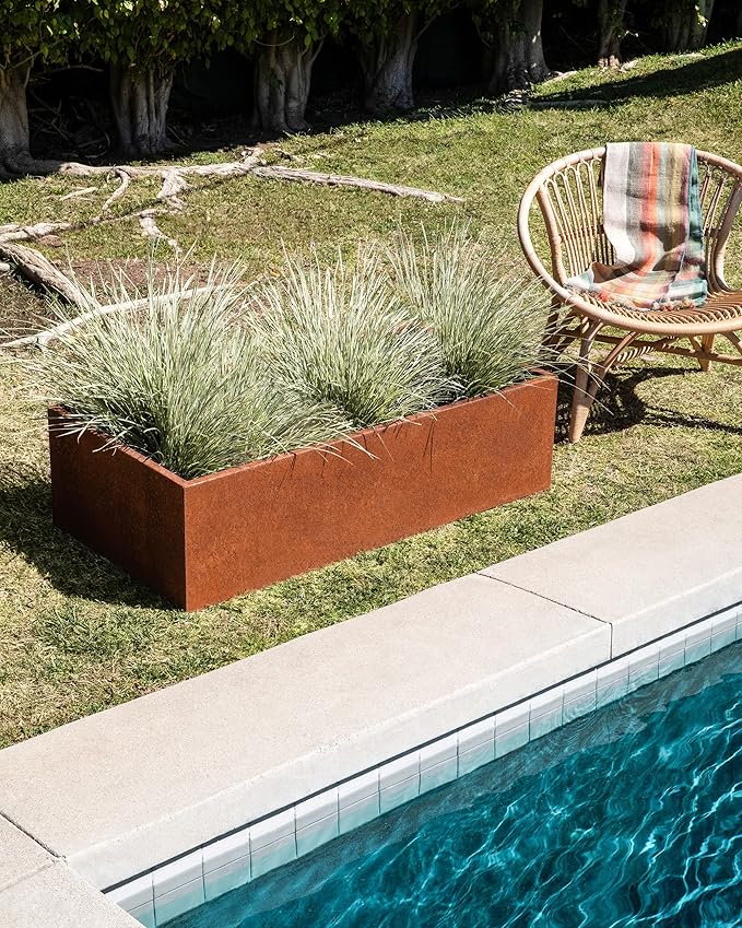 Veradek Corten Steel Series Raised Garden Bed - Large Metal Flower Bed for Outdoor Gardens | Naturally Rusting Steel for All-Weather Use | Modern Rustic Décor for Fruits, Vegetables, Herbs