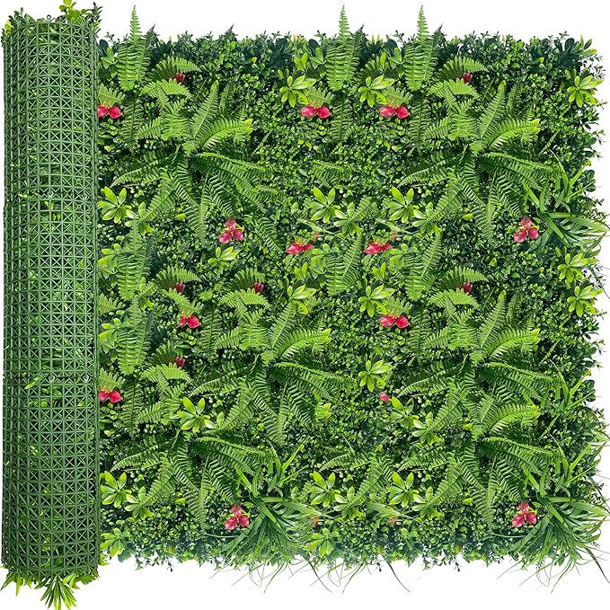 ODTORY Artificial Grass Wall Backdrop Panels Roll: 48X120 in UV-Anti Greenery Boxwood Panels for Indoor Outdoor Green Plant Wall Decor & Ivy Fence Covering Privacy