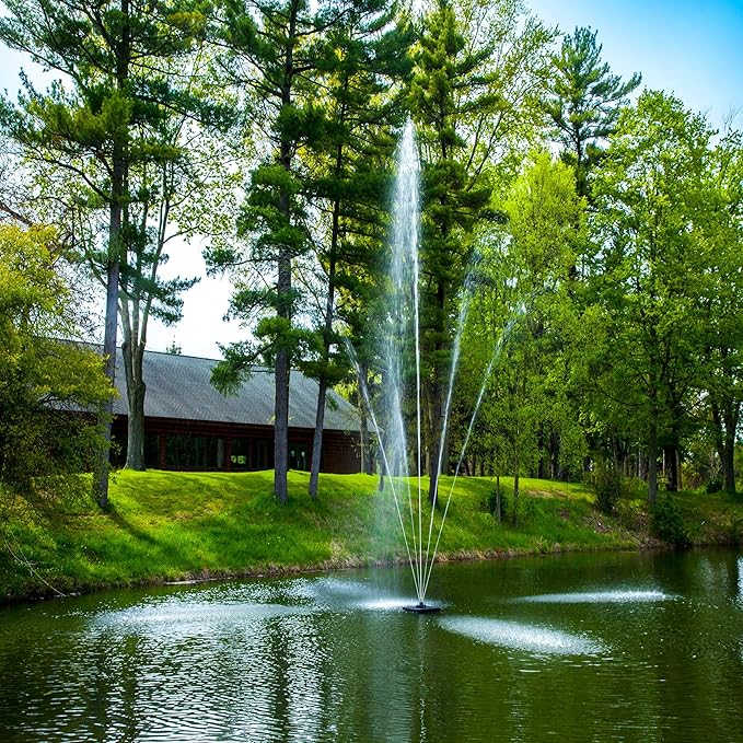 Scott Aerator Clover Big Shot Fountain - 1/2 HP 115V Pond Aerator with 70FT Electric Cord |Efficient Pond Aeration System |Aerating Fountain for Lakes & Ponds |Decorative Pond Fountain | Made in USA