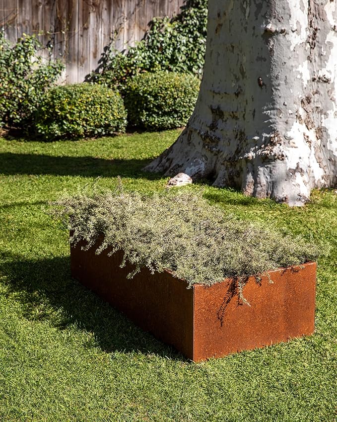 Veradek Corten Steel Series Raised Garden Bed - Large Metal Flower Bed for Outdoor Gardens | Naturally Rusting Steel for All-Weather Use | Modern Rustic Décor for Fruits, Vegetables, Herbs