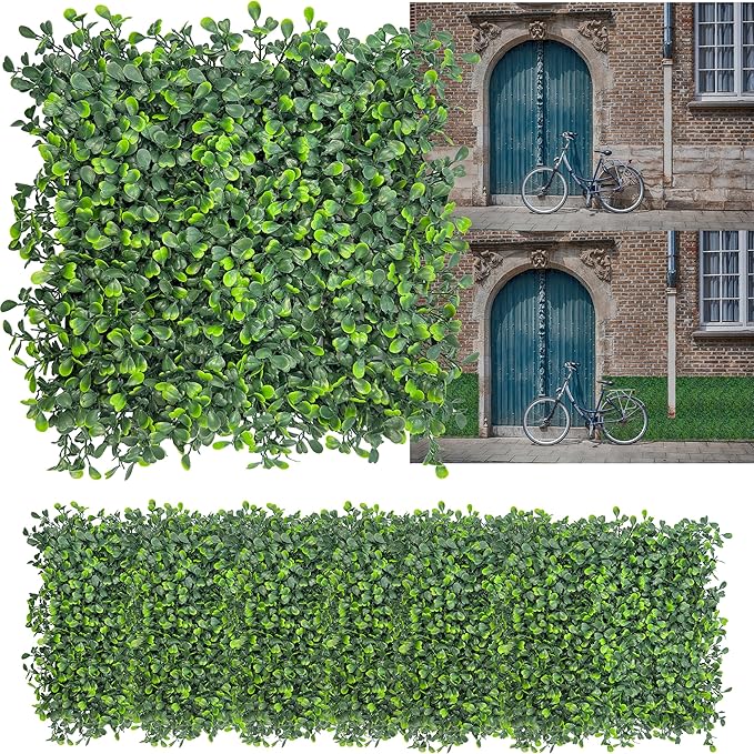DOPGIB Artificial Grass Wall Backdrop: 10"x 10"(26P) Boxwood Faux Green Wall Panels for Interior Wall, Greenery Wall,Garden and Indoor Outdoor Plant Decor