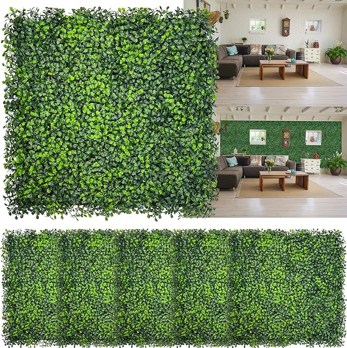 DOPGIB Artificial Boxwood Panels,20"x 20"(16P) UV-Anti Faux Grass Panels for Interior Wall, Greenery Backdrop,Garden and Indoor Outdoor Plant Wall&Fence Covering Privacy for Backyard Decor