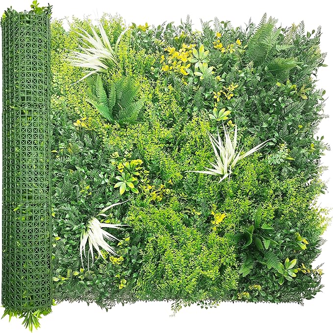 ODTORY Artificial Grass Wall Boxwood Panels: 40" x 120" (33.5 sqft) Greenery Ivy Privacy Fence Faux Backdrop with UV Protection Vine Leaf Hedge for Garden Covering,Outdoor Indoor Home Decor