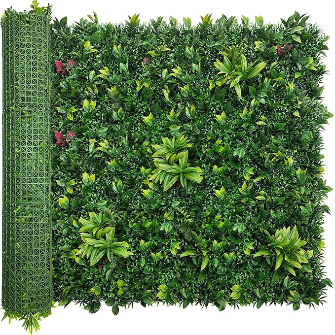 ODTORY Artificial Boxwood Panels: 54" x 120" (45 sqft) UV-Anti Fake Grass Ivy Privacy Hedge Greenery Backdrop Fence Wall Screen for Garden Fence Covering Privacy, Outdoor Indoor Home Decor