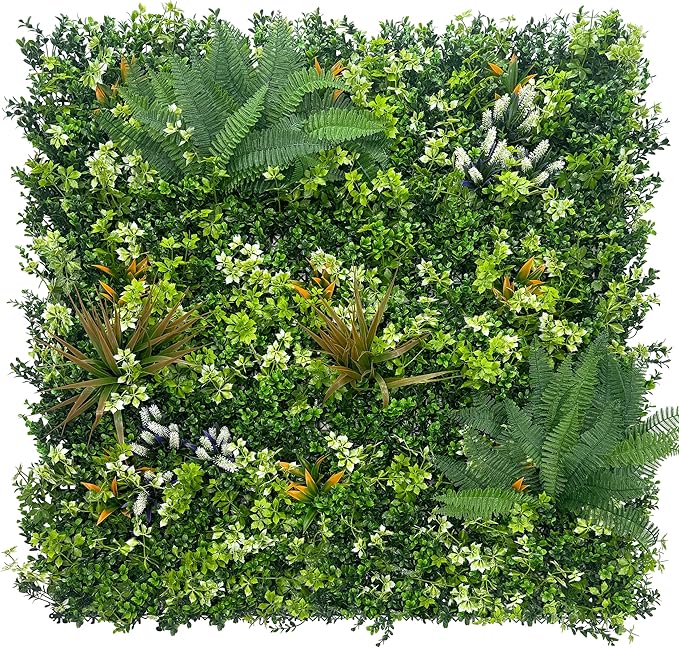 ODTORY Artificial Grass Boxwood Hedges Wall Panels: 20"x20" 12P UV-Anti Faux Greenery Fake Ivy Leaves Privacy Fence Screen Backdrop for Garden Covering Privacy, Outdoor Indoor Decor