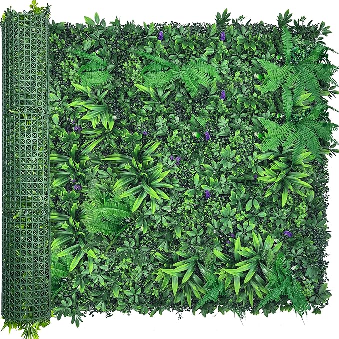ODTORY Artificial Greenery Wall Panels: 50'' x 120'' UV-Anti Faux Greennery Grass Wall Privacy Backdrop Fence Screen for Garden Fence Covering Privacy, Outdoor Indoor Home Decor