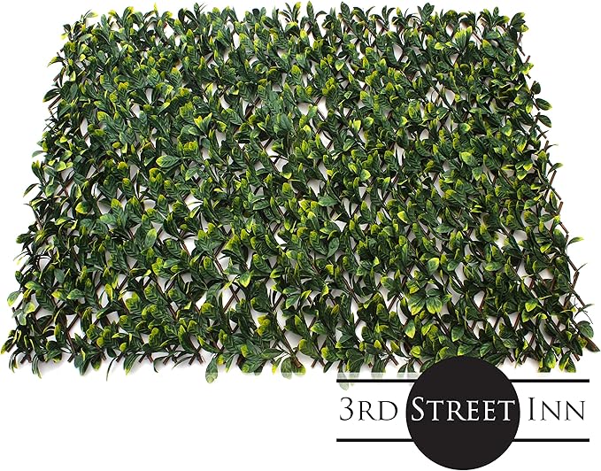 Laurel Leaf Expandable Faux Privacy Fence - Lattice Panels for Outside - Bamboo Wood Trellis/Wall Trellis for Artificial Green Wall (4)