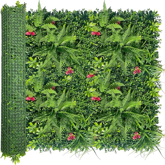 ODTORY Artificial Grass Wall Backdrop Panels Roll: 40X120 in UV-Anti Greenery Boxwood Panels for Indoor Outdoor Green Plant Wall Decor & Ivy Fence Covering Privacy