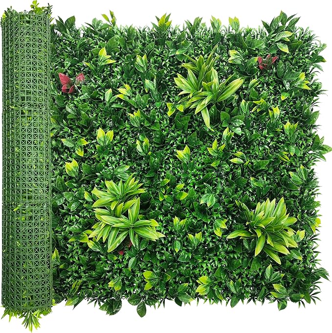 ODTORY Artificial Boxwood Panels: 40" x 120" (33.5 sqft) UV-Anti Fake Grass Ivy Privacy Hedge Greenery Backdrop Fence Wall Screen for Garden Fence Covering Privacy, Outdoor Indoor Home Decor