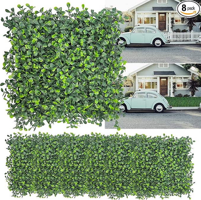 DOPGIB Artificial Grass Wall Backdrop,10"x 10"(8P) UV-Anti Boxwood Faux Green Panels for Interior Wall, Greenery Wall,Garden and Indoor Outdoor Plant Decor