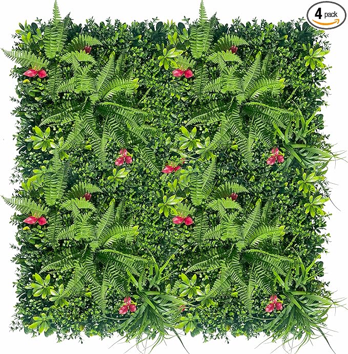 ODTORY Artificial Grass Wall Backdrop Panels: 40×40 in UV-Anti Greenery Boxwood Panels for Indoor Outdoor Green Plant Wall Decor & Ivy Fence Covering Privacy