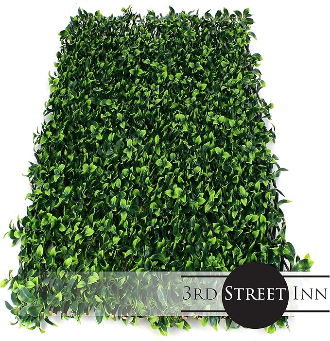 3rd Street Inn Gardenia Leaf Trellis 4-Pack - Bamboo Greenery Panel - Boxwood and Ivy Privacy Fence Substitute - DIY Flexible Fencing (Gardenia)