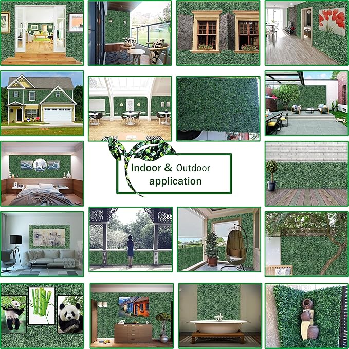 ODTORY Artificial Grass Wall Panels Backdrop: 40"x40" (10.8 sqft) UV-Anti New Bottom Plate Greenery Boxwood Panels for Indoor Outdoor Green Wall Decor & Ivy Fence Covering Privacy
