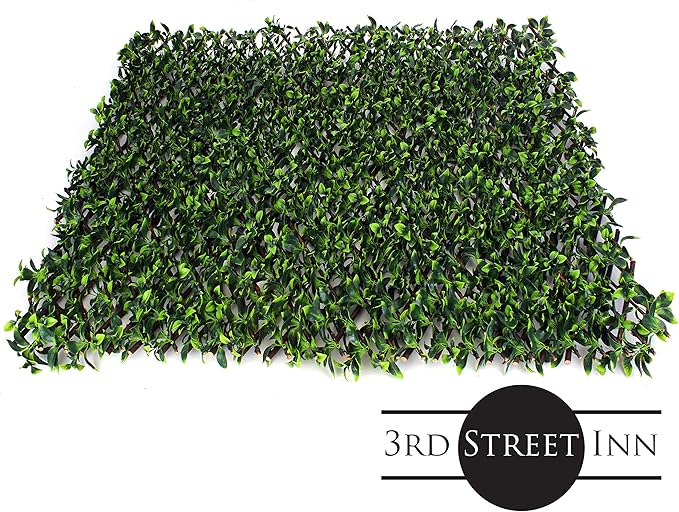 3rd Street Inn Gardenia Leaf Trellis 4-Pack - Bamboo Greenery Panel - Boxwood and Ivy Privacy Fence Substitute - DIY Flexible Fencing (Gardenia)