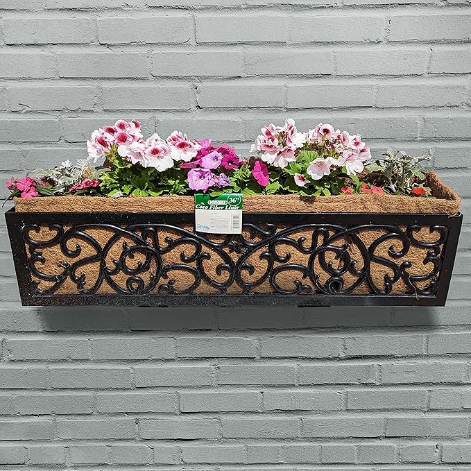 Bosmere Pre-Formed Coco Liner with Soil Moist – 48-Inch Replacement Liner for Window Boxes & Hanging Baskets