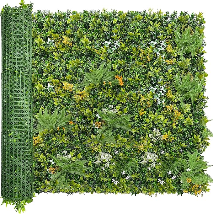 ODTORY Artificial Boxwood Hedges Panels Roll:54'' x 120'' UV-Anti Faux Greennery Grass Wall Privacy Backdrop Fence Screen for Garden Fence Covering Privacy, Outdoor Indoor Home Decor