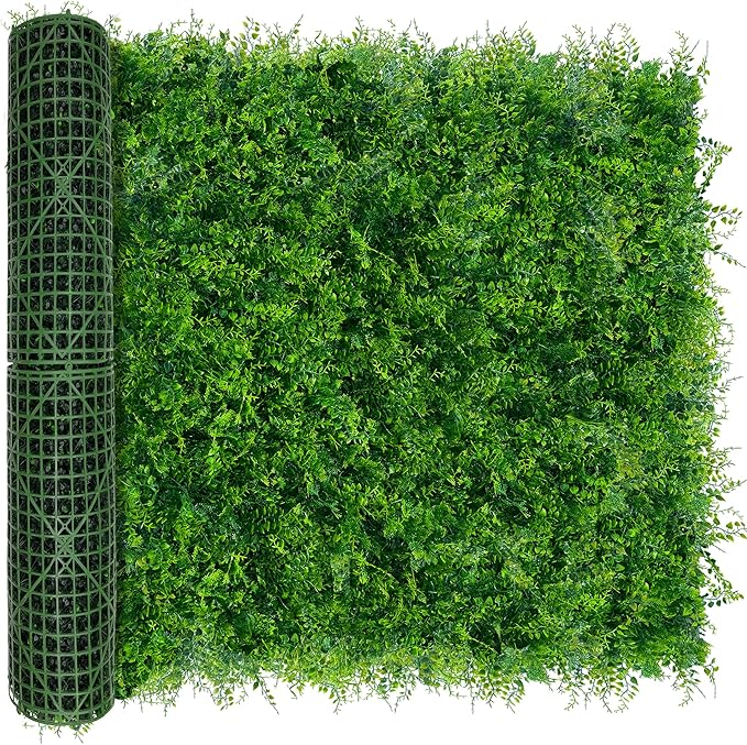 DOPGIB Greenery Faux Grass Wall Backdrop: 48"x120" (40 SQFT) UV-Anti Artificial Green Boxwood Panel for Patio Balcony Privacy & Ivy Fence Covering Privacy, Garden, Backyard Wall Backdrop Decor