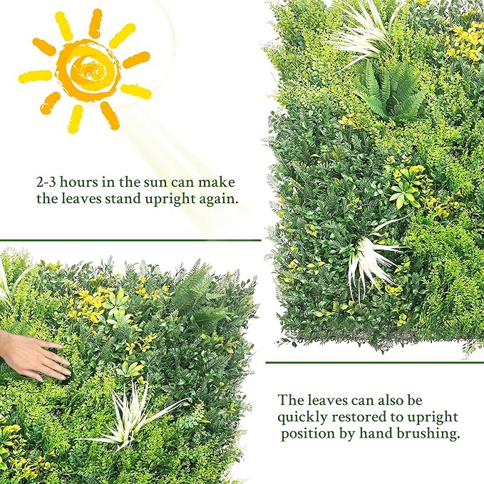 ODTORY Artificial Grass Wall Boxwood Panels: 40" x 120" (33.5 sqft) Greenery Ivy Privacy Fence Faux Backdrop with UV Protection Vine Leaf Hedge for Garden Covering,Outdoor Indoor Home Decor