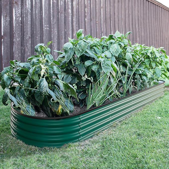 BlueWish Garden Boxes Outdoor Raised, 11.1" Metal Raised Garden Bed with Rubber Strip, 9-in-1 Modular, Bottomless, Raised Garden Beds for Gardening, Vegetable
