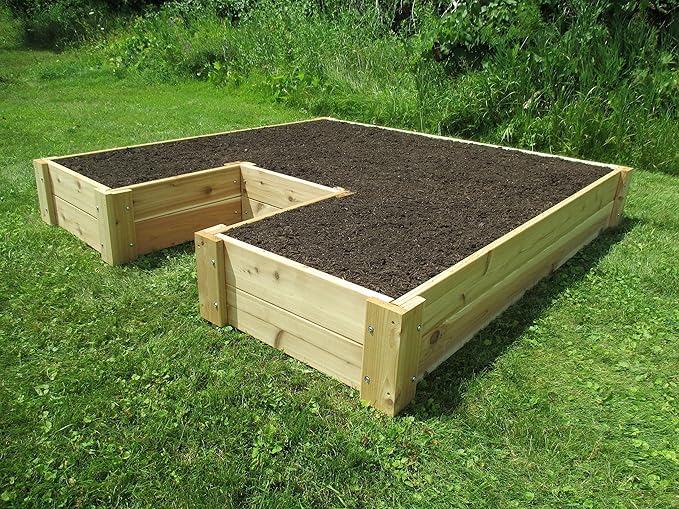 U-Shaped Cedar Raised Garden Bed 6 ft x 6 ft - Made in USA, Long-Lasting, 1" Thick North American Cedar That is Smooth on All 4 Sides