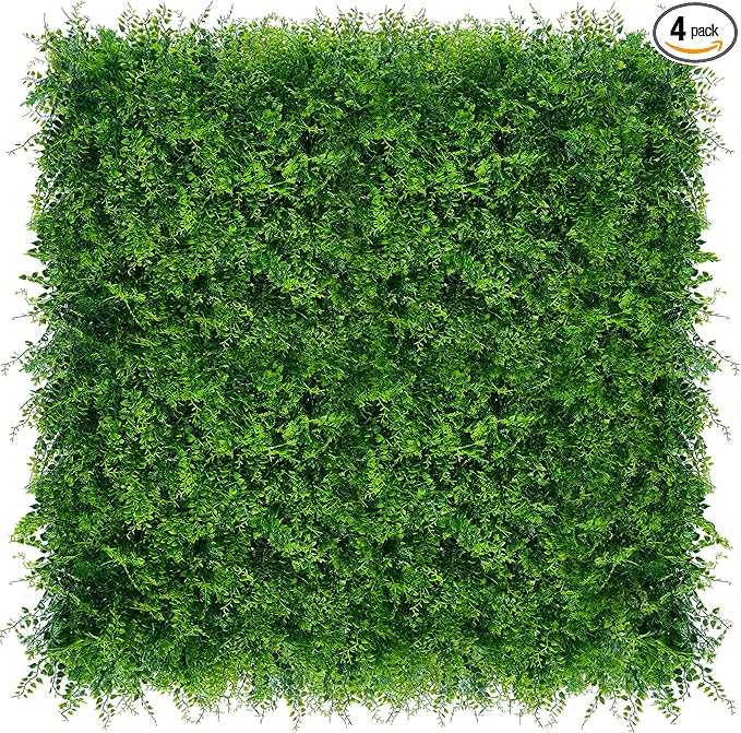 DOPGIB Greenery Faux Grass Wall Backdrop: 20"x20" (4P) UV-Anti Artificial Green Boxwood Panel for Patio Balcony Privacy & Ivy Fence Covering Privacy, Garden, Backyard Wall Backdrop Decor
