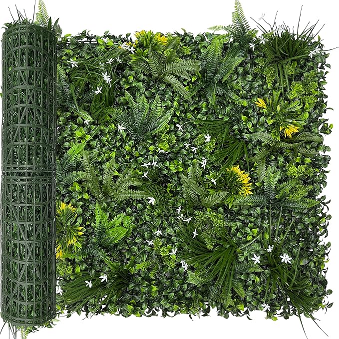 DOPGIB Artificial Grass Wall Boxwood Roll: 40"x120" UV Resistant Green Leaves Faux for Interior Wall Backdrop,Garden and Indoor Outdoor Wall&Fence Covering Privacy, Party Wall Fence Decor