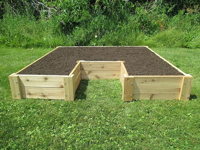 U-Shaped Cedar Raised Garden Bed 6 ft x 6 ft - Made in USA, Long-Lasting, 1" Thick North American Cedar That is Smooth on All 4 Sides