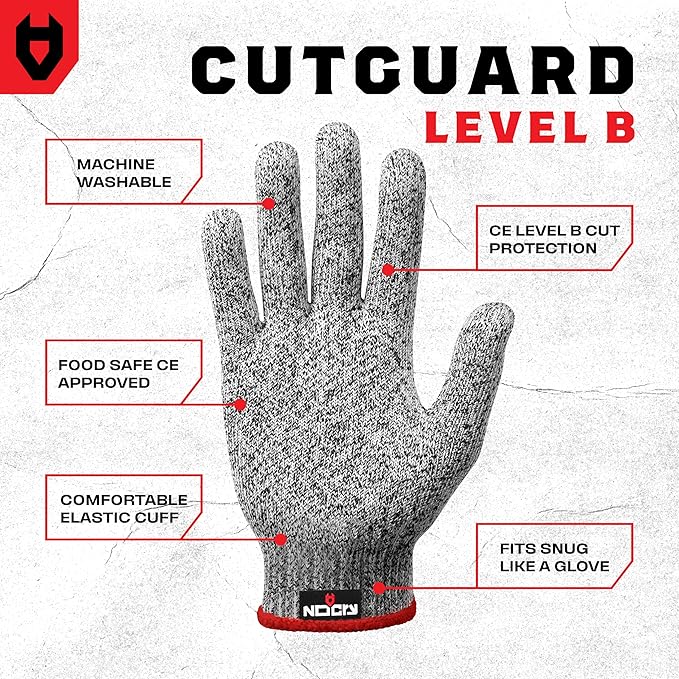 NoCry Premium Cut Resistant Gloves Food Grade — 100% Food Safe — Level 5 Meat Cutting Glove for Chefs & Butchers — Perfect Mandoline Glove or Oyster Shucking Gloves with Superior Comfort & Dexterity