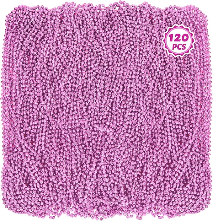 120 PCS Bead Necklaces, 33 IN Mardi Gras Beads, Mardi Gras Accessories, Party Beads Parade Throws Bulk Party Costume Favors Supplies Decor for Gender Wedding Pirate