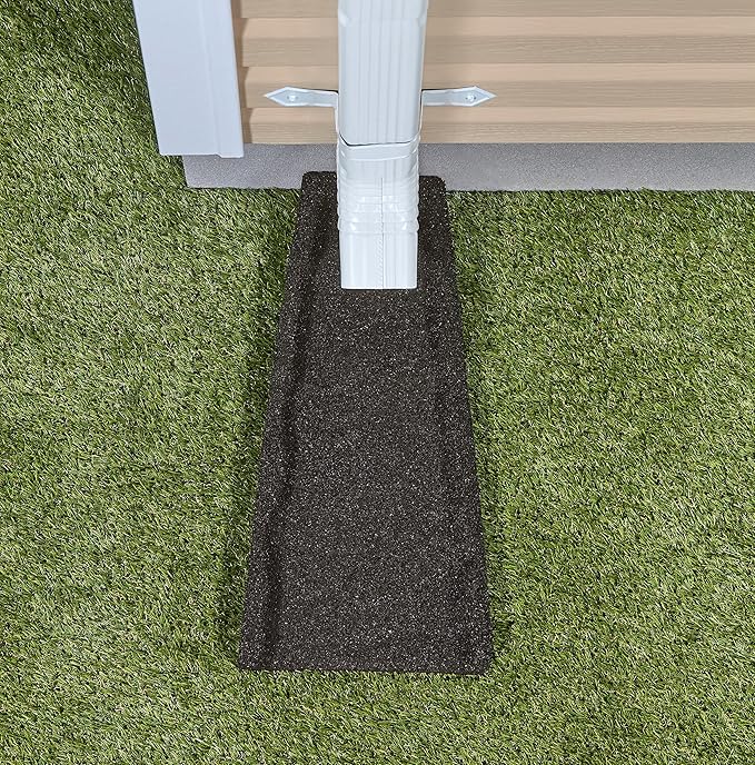 Rubberific 2 Pack Premium Rubber Downspout Splash Block, Rain Guard, Stone Textured Drain Extender (Black)
