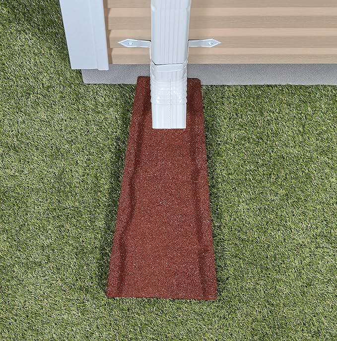 Rubberific Premium Rubber Downspout Splash Block, Rain Guard, Stone Textured Drain Extender (3 Pack, Red)