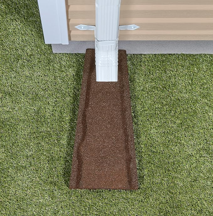 Rubberific Premium Rubber Downspout Splash Block, Rain Guard, Stone Textured Drain Extender (Brown)